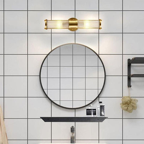 Gold Finish Glass Wall Sconce with E14 Bulb Socket and Slim Vertical Design