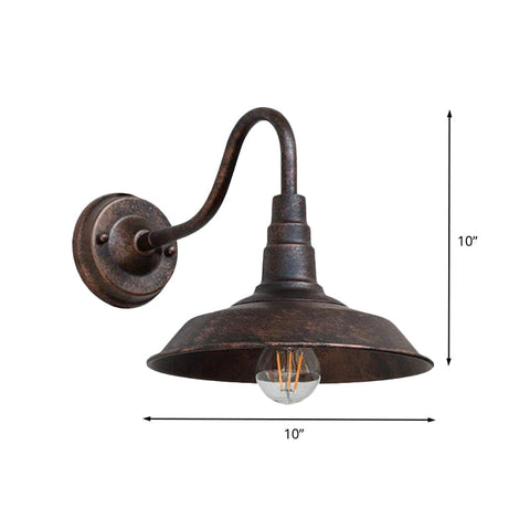 Industrial Gooseneck Wall Lamp with Metal Shade