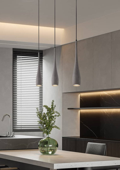 LED Pendant Light with Textured Cement Shade and Adjustable Cord
