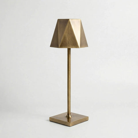 Cordless LED Table Lamp with Geometric Shade and Touch Dimming
