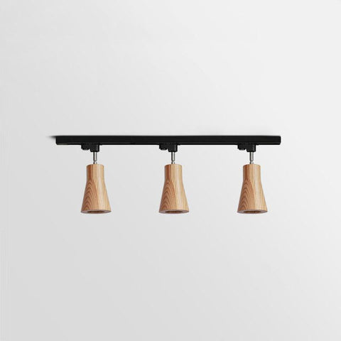 Track Light with Adjustable Wooden Spotlights and Steel Rail