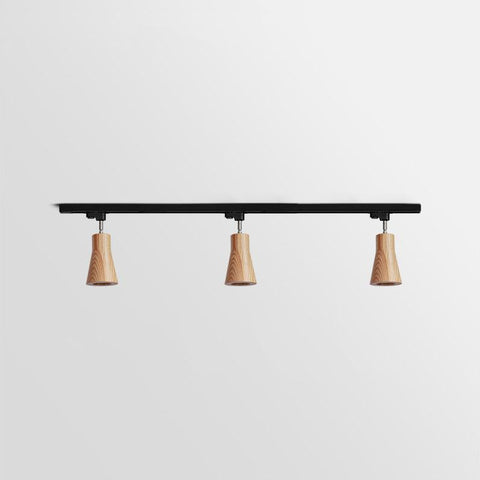 Track Light with Adjustable Wooden Spotlights and Steel Rail