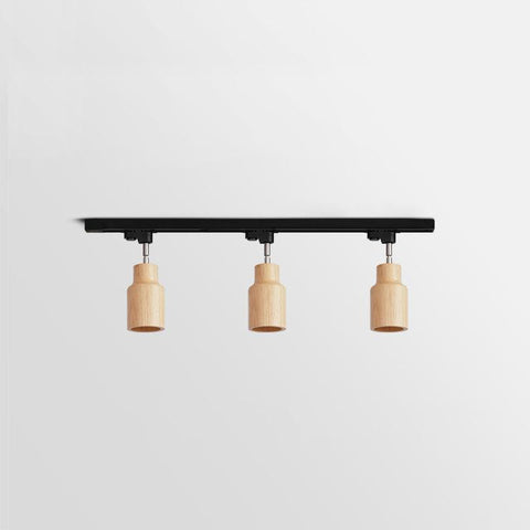 Track Light with Adjustable Wooden Spotlights and Steel Rail