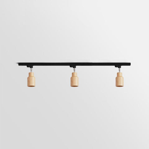 Track Light with Adjustable Wooden Spotlights and Steel Rail