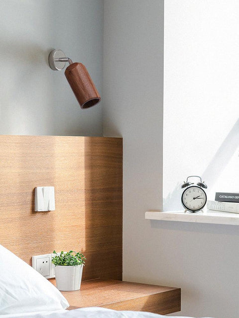 Track Light with Adjustable Wooden Spotlights and Steel Rail