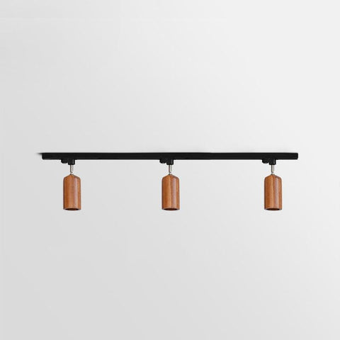 Track Light with Adjustable Wooden Spotlights and Steel Rail