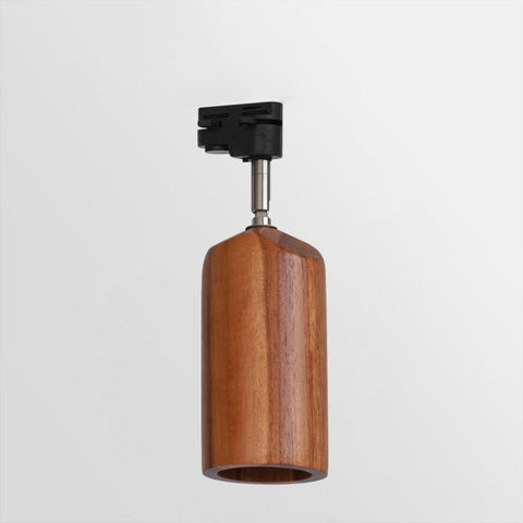 Track Light with Adjustable Wooden Spotlights and Steel Rail