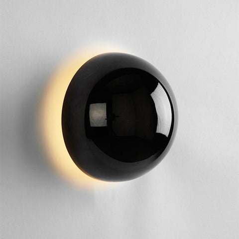 Round Glass and Iron LED Wall Lamp with Modern Design and Two Size Options