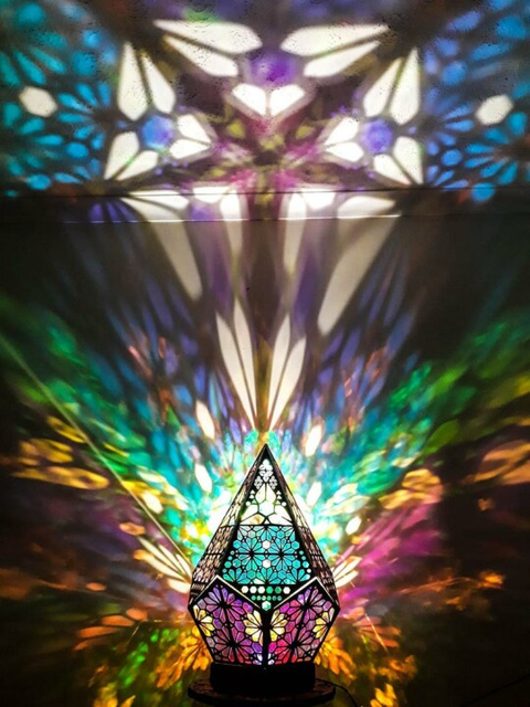 Stained Glass-Style LED Table Lamp with Mosaic Pattern