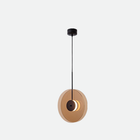LED Pendant Light with Layered Glass Discs and Warm Ambient Lighting