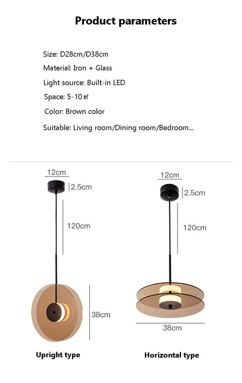 LED Pendant Light with Layered Glass Discs and Warm Ambient Lighting