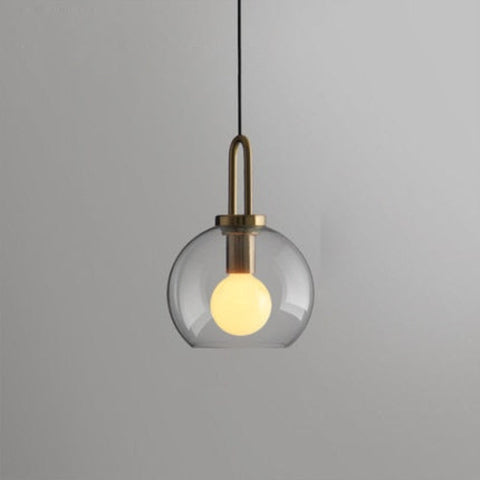 Pendant Light with Sculptural Glass Shade and Plated Metal Details