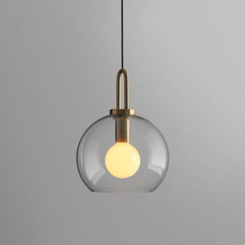 Pendant Light with Sculptural Glass Shade and Plated Metal Details