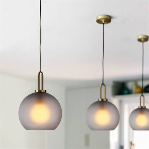 Pendant Light with Sculptural Glass Shade and Plated Metal Details