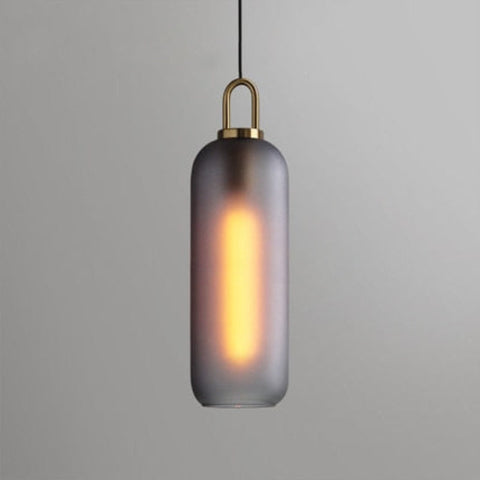 Pendant Light with Sculptural Glass Shade and Plated Metal Details