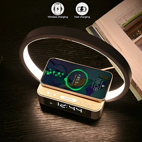 LED Night Light with Wireless Charger and Alarm Clock
