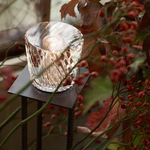 Crystal Table Lamp with Diamond-Cut Glass Design and Rechargeable LED Lighting