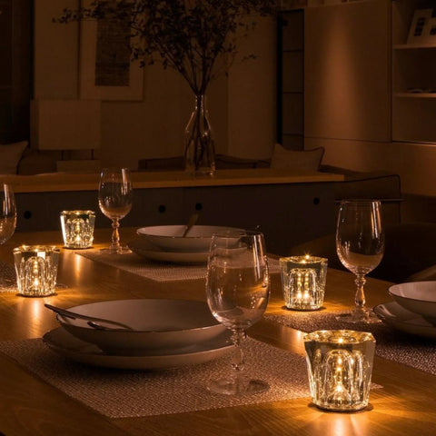 Crystal Table Lamp with Diamond-Cut Glass Design and Rechargeable LED Lighting