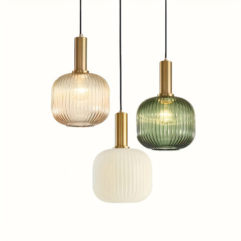 Modern Ribbed Glass Pendant Light