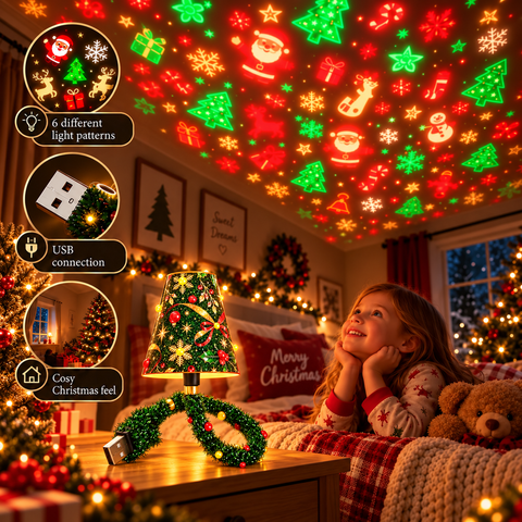 USB Christmas Table Lamp with Festive Decorative Shade for Seasonal Home Lighting