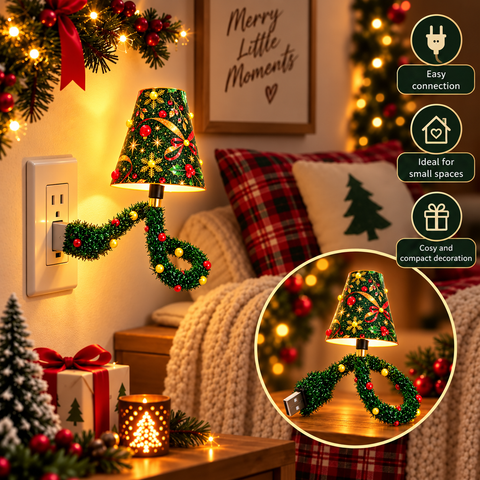 USB Christmas Table Lamp with Festive Decorative Shade for Seasonal Home Lighting