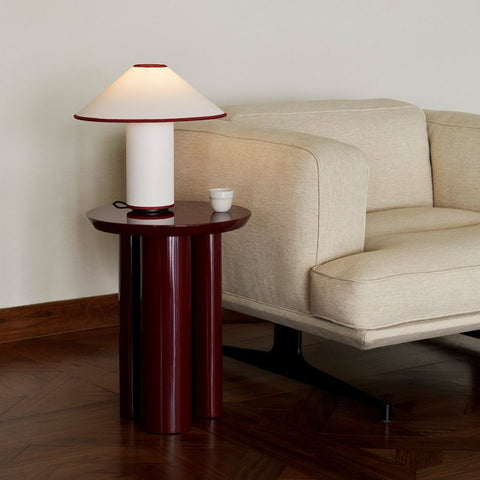 Fabric Shade Table Lamp with Minimalist Cylindrical Base for Indoor Spaces