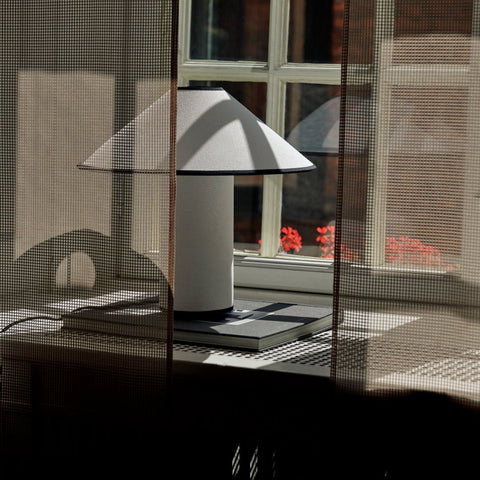 Fabric Shade Table Lamp with Minimalist Cylindrical Base for Indoor Spaces