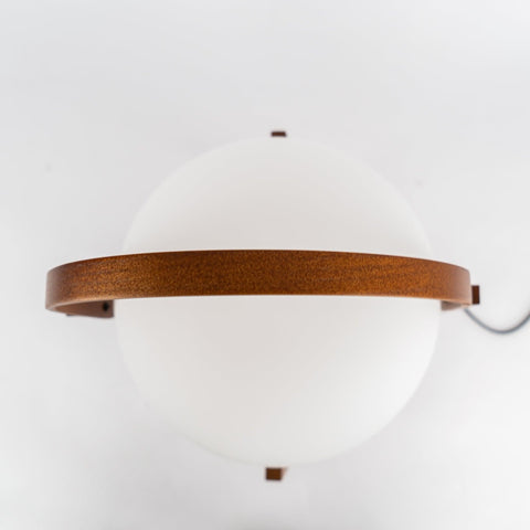 Lantern Table Lamp with Wooden Cage and Glass Shade