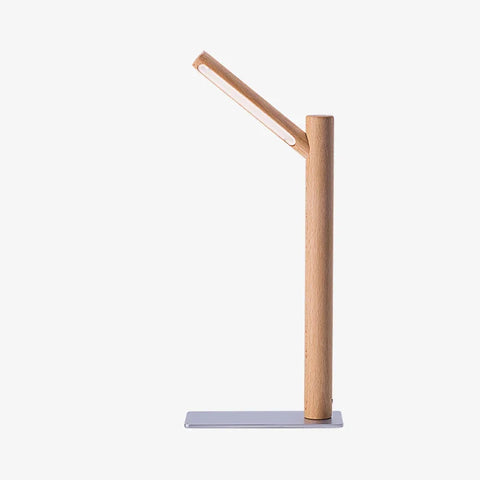 Adjustable LED Desk Lamp with Wood Stem and Focused Light