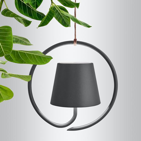 Rechargeable LED Pendant Lamp with Circular Frame, Touch Dimming and Warm Light