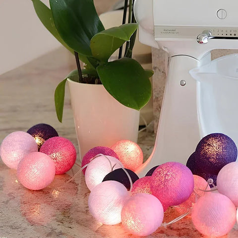 Cotton Ball String Lights with Length and Color Options