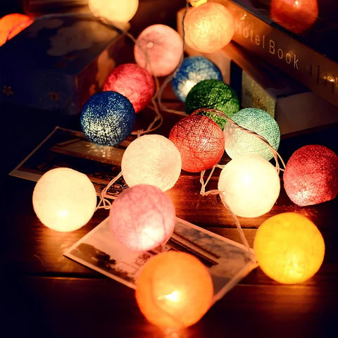 Cotton Ball String Lights with Length and Color Options