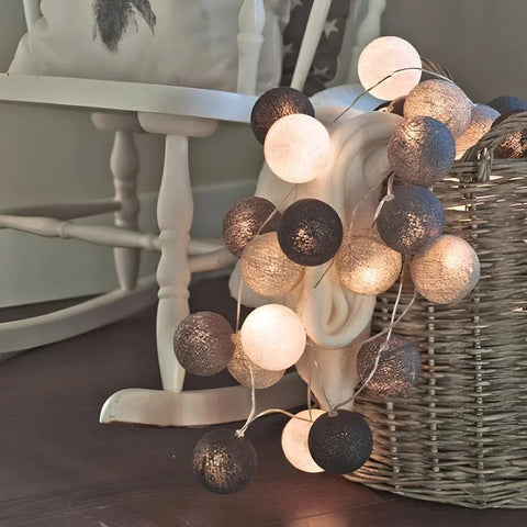 Cotton Ball String Lights with Length and Color Options