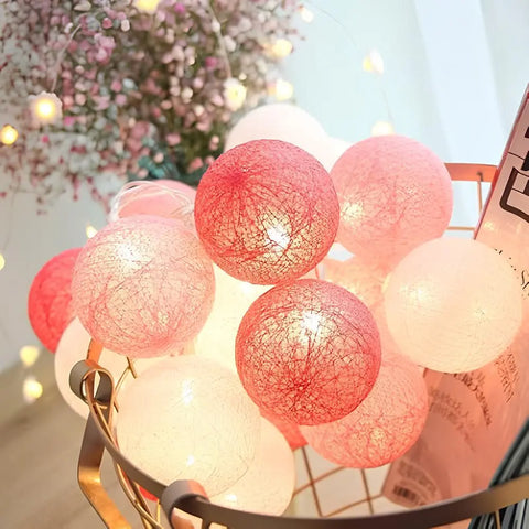 Cotton Ball String Lights with Length and Color Options