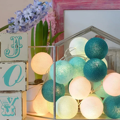 Cotton Ball String Lights with Length and Color Options