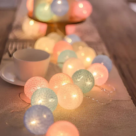 Cotton Ball String Lights with Length and Color Options