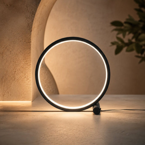 Round Dimmable LED Table Lamp for Modern Minimalist Bedroom, Living Room and Desk Lighting