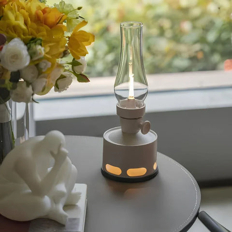 LED Lantern with Rechargeable Battery and Dimmable Oil Lamp Design