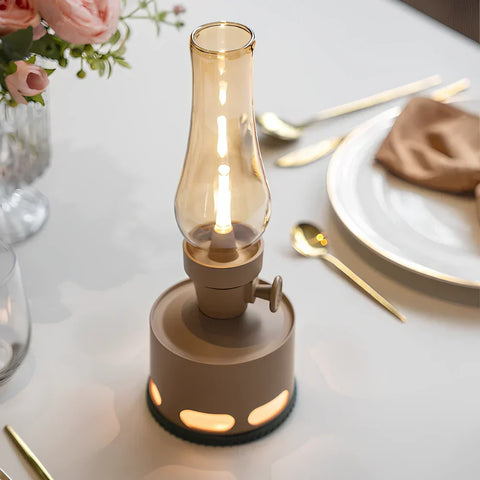 LED Lantern with Rechargeable Battery and Dimmable Oil Lamp Design