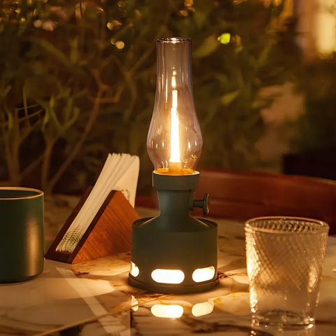 LED Lantern with Rechargeable Battery and Dimmable Oil Lamp Design