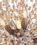 Wood Bead Starburst Pendant Light with Multiple Bulbs — product view