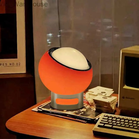 Minimalist Opal Glass LED Table Lamp with Stainless Steel Base and Rotary Switch