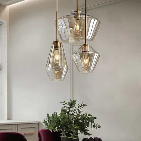 Faceted Glass Pendant Light for Kitchen Island and Dining Lighting