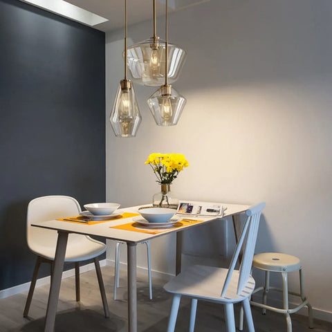 Faceted Glass Pendant Light for Kitchen Island and Dining Lighting