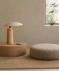 Mushroom-Shaped Wood Table Lamp with Fabric Shade — product view