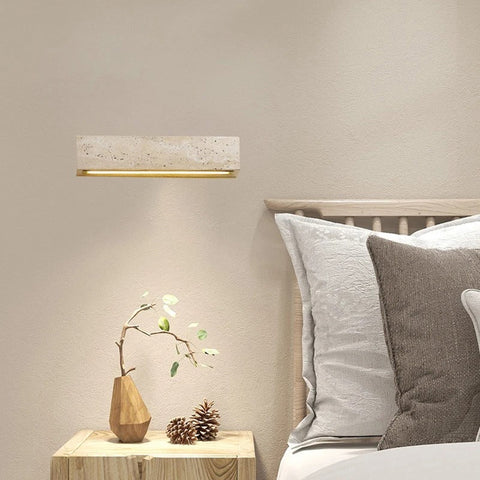 Wall Light with Travertine Bar and Linear Downlight