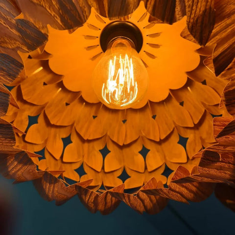Japandi Wood Veneer Pendant Light