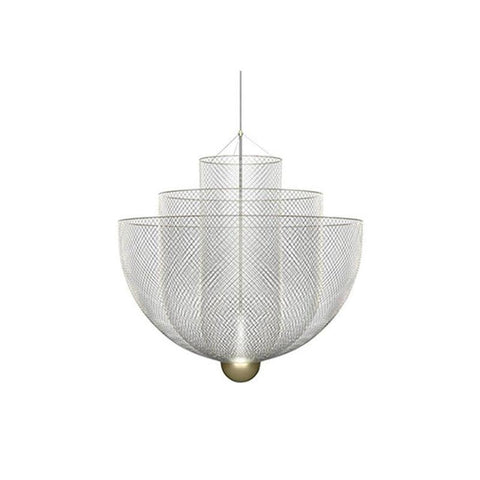 Pendant Light with Tiered Steel Mesh Shade and Integrated LED
