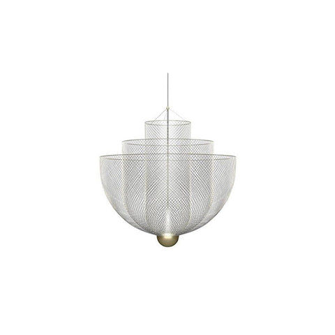 Pendant Light with Tiered Steel Mesh Shade and Integrated LED