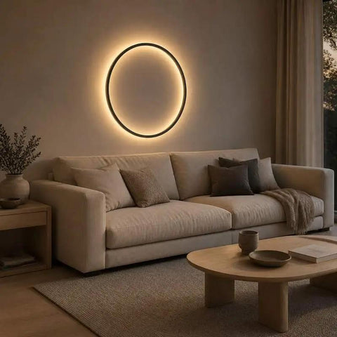 Modern LED Ring Wall Lamp – Metal & Acrylic Bedroom Wall Light with USB Charging / KRETS